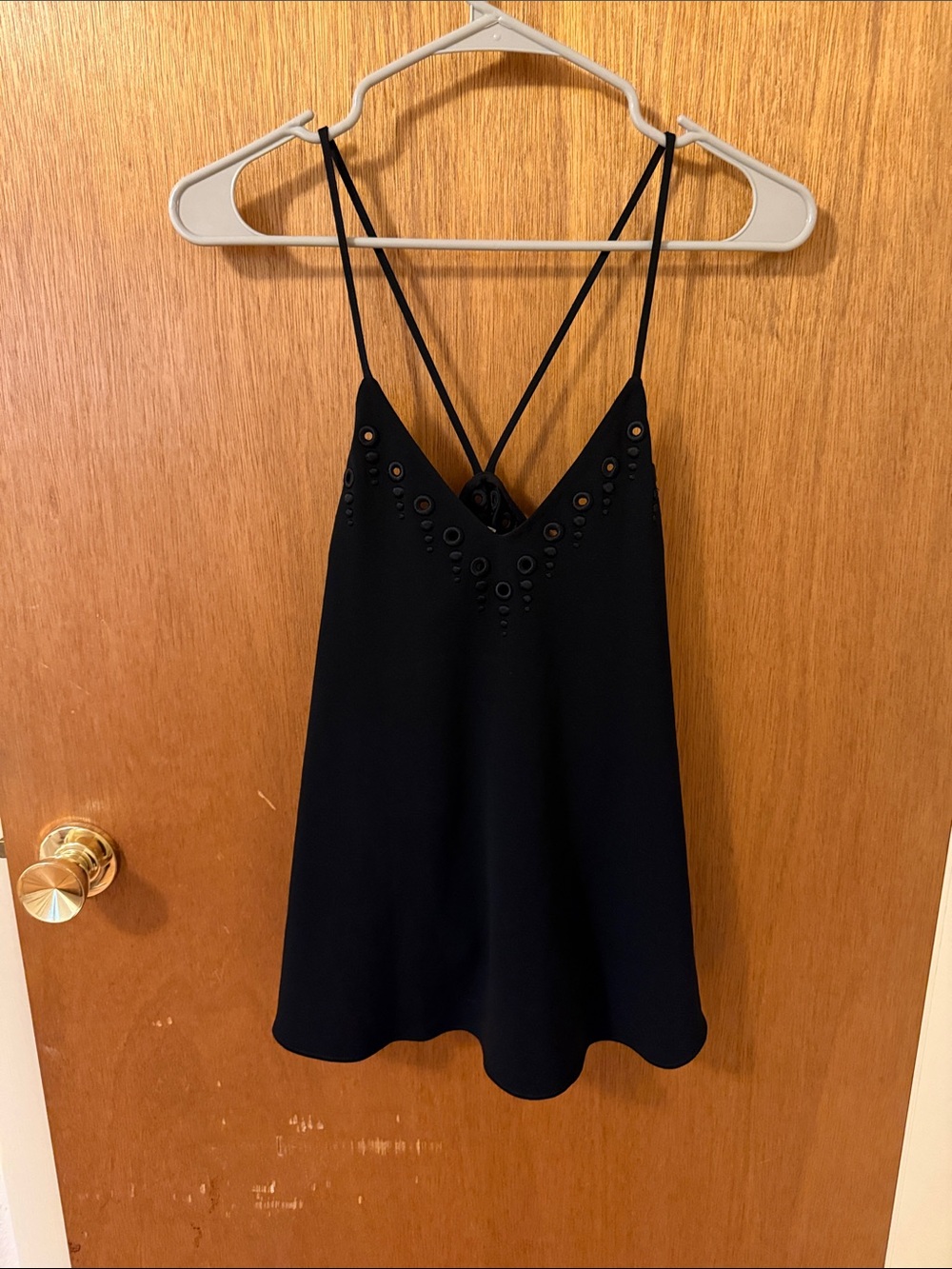 10 Crosby Derek Lam Black Eyelet-Detail Strappy Cami